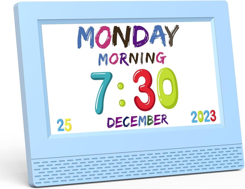 SENXINGYAN Kids Digital Alarm Clock Colorful, 7" Large LED Time Display Children's Sleep Trainer, Eye-Caring Digital Clock for Girls Boys Bedrooms Bedside, 17 Alarm Clock Settings Easy to Use Kids Birthday Gift - Image 1